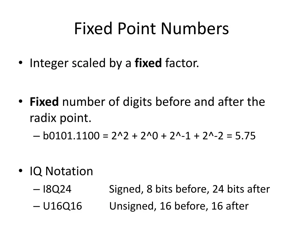 fixed point numbers