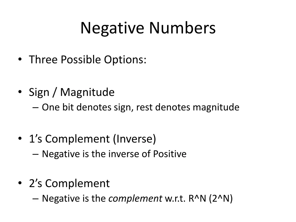 negative numbers