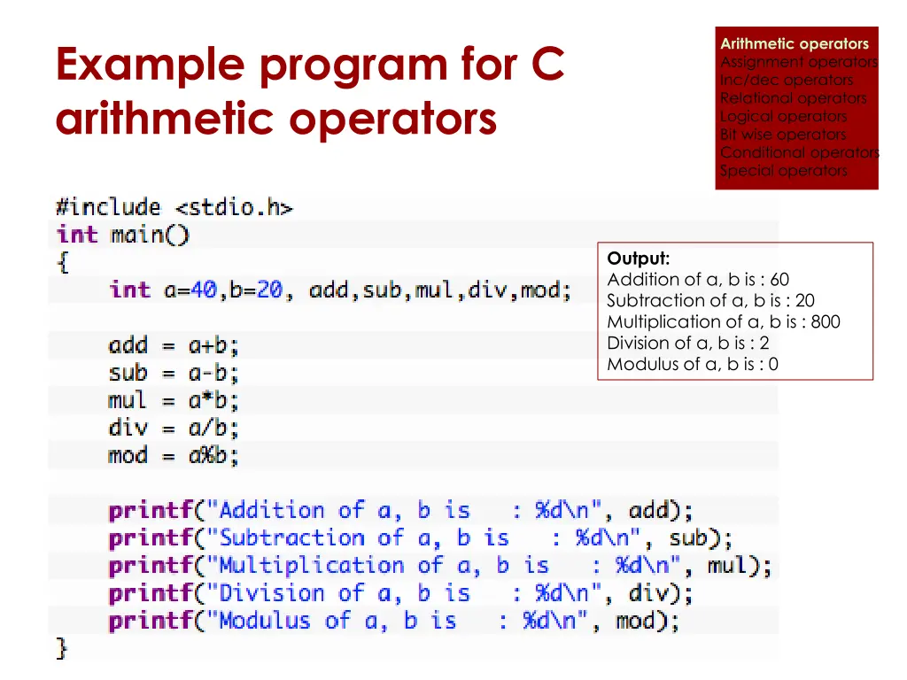 arithmetic operators assignment operators 2