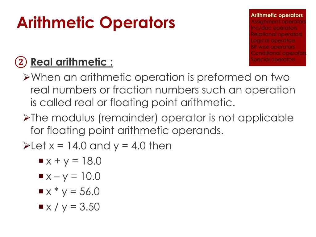 arithmetic operators assignment operators 3