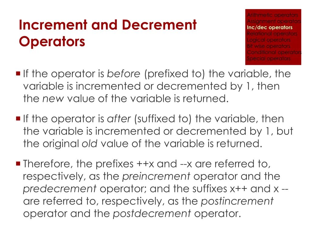 arithmetic operators assignment operators 7