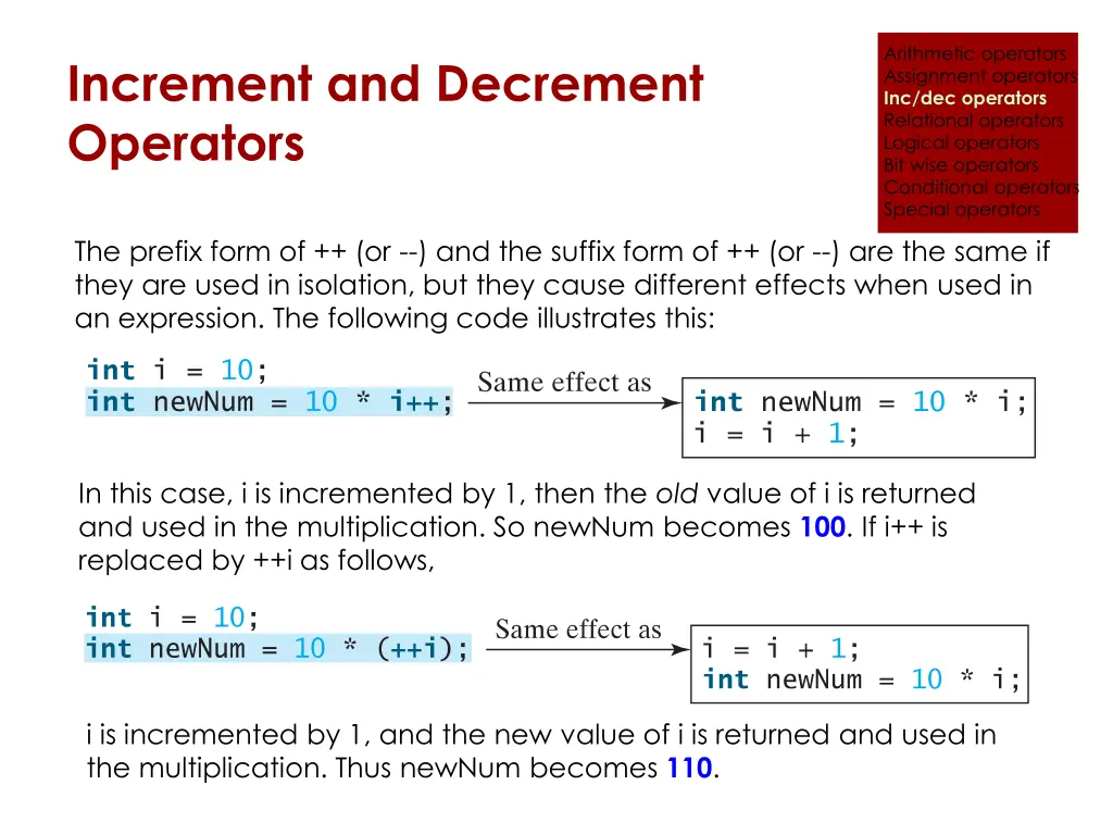 arithmetic operators assignment operators 8
