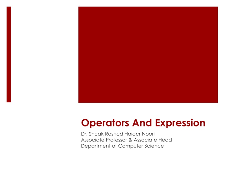 operators and expression dr sheak rashed haider