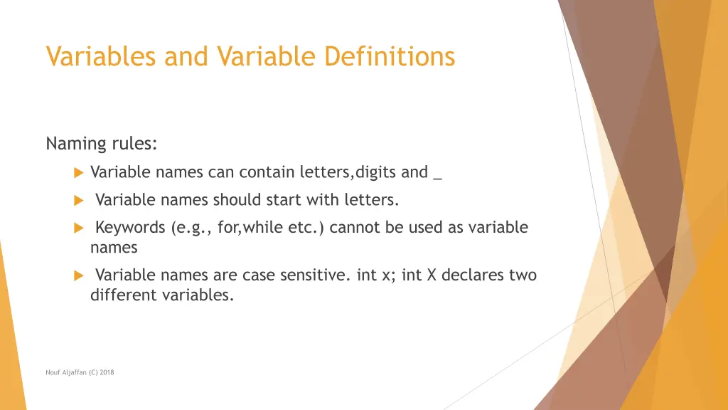 variables and variable definitions