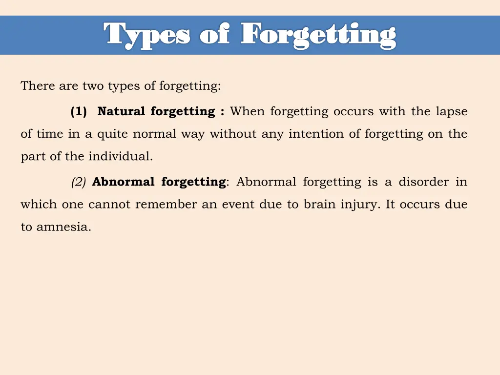 types of forgetting