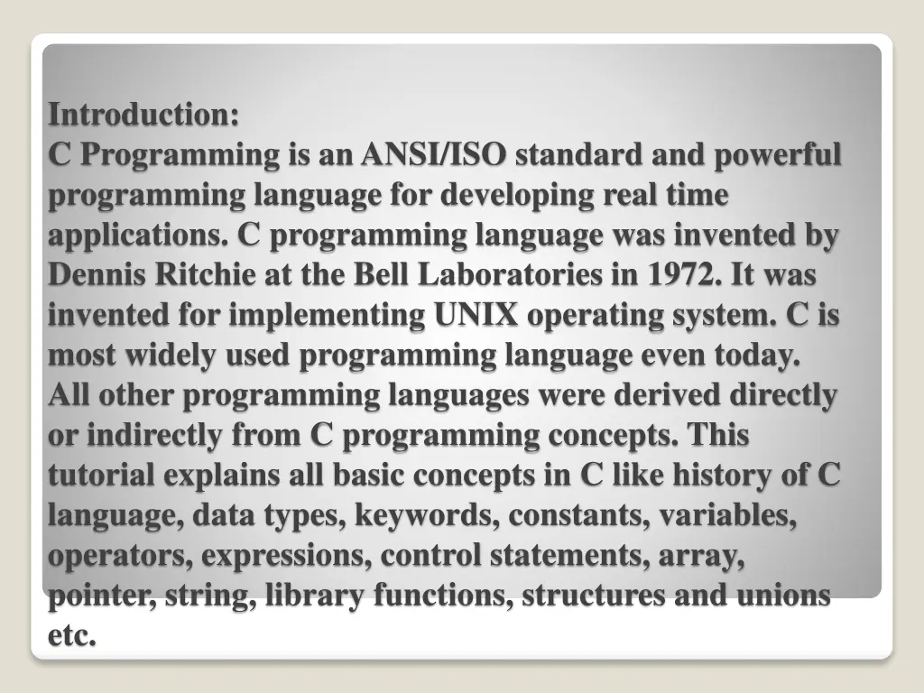 introduction c programming is an ansi