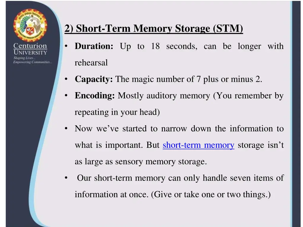 2 short term memory storage stm