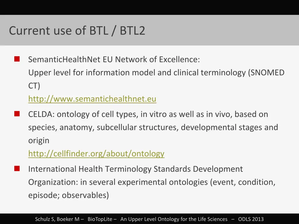 current use of btl btl2