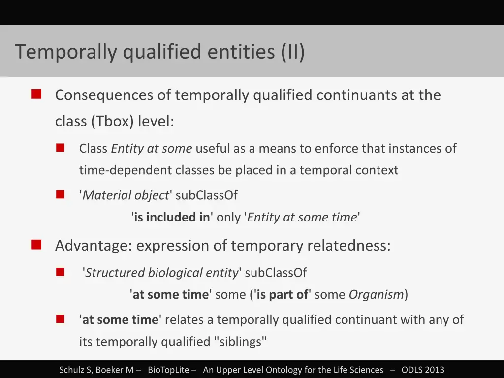 temporally qualified entities ii