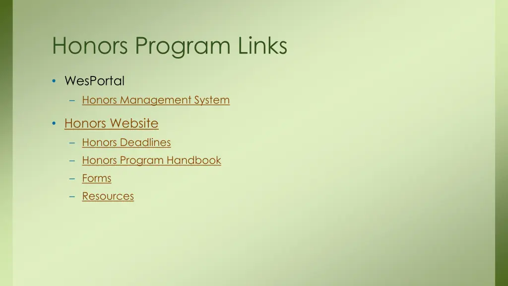 honors program links