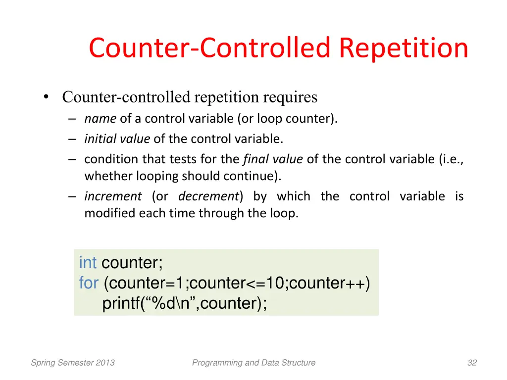 counter controlled repetition 1
