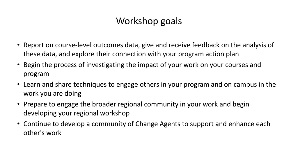 workshop goals