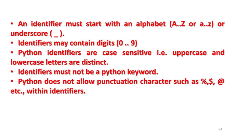 an identifier must start with an alphabet