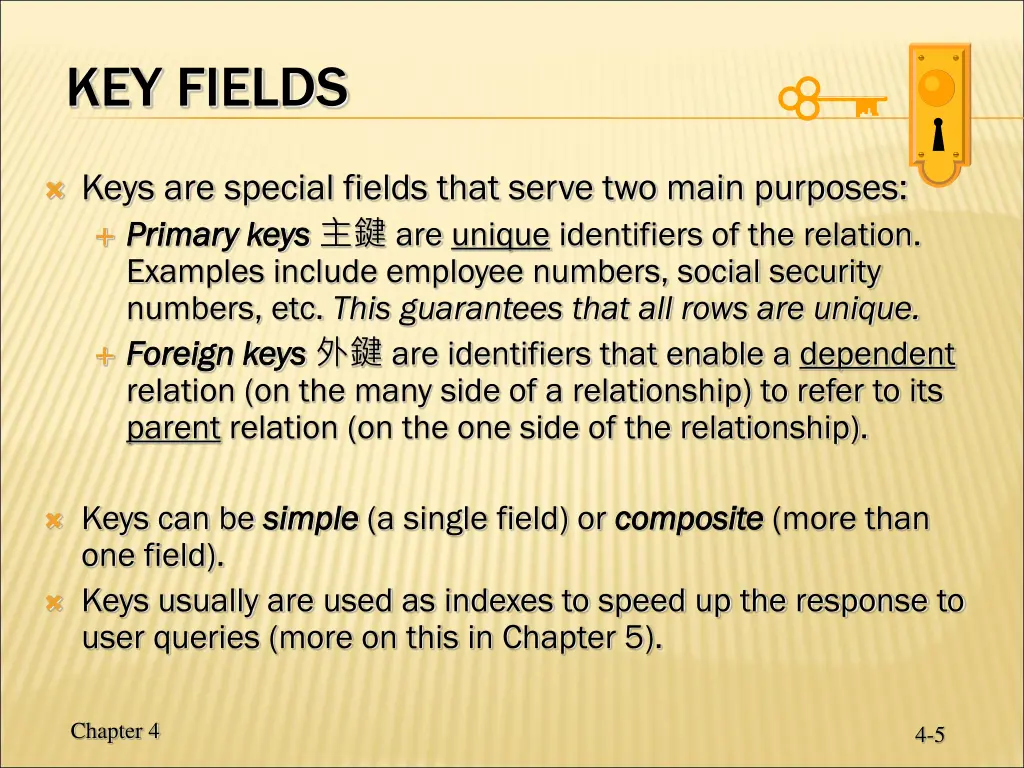 key fields