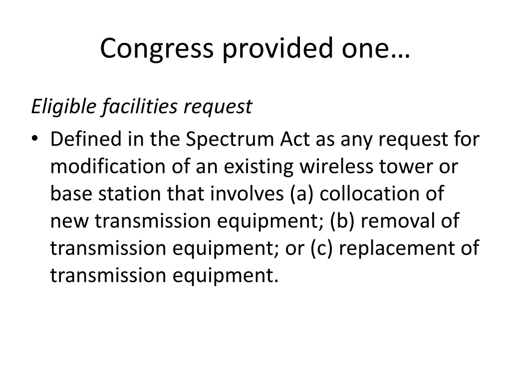 congress provided one
