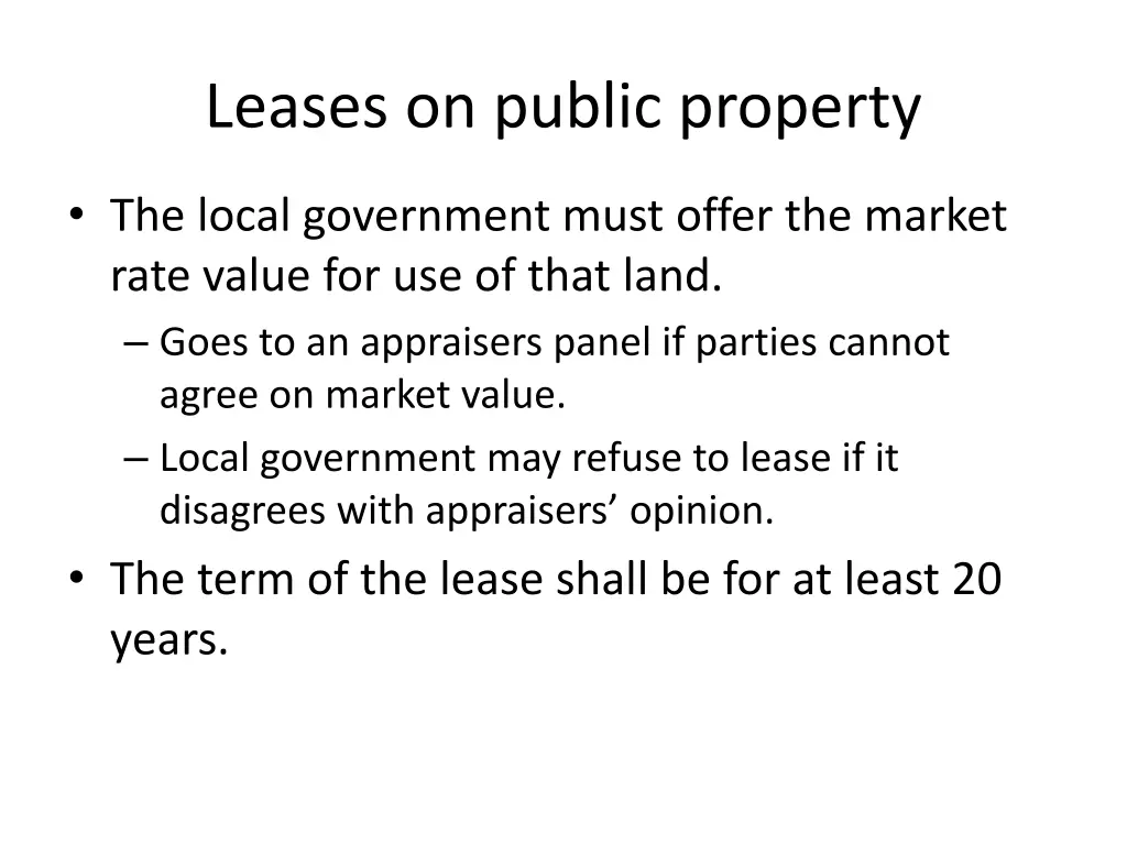leases on public property