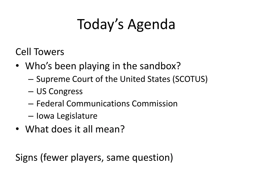 today s agenda