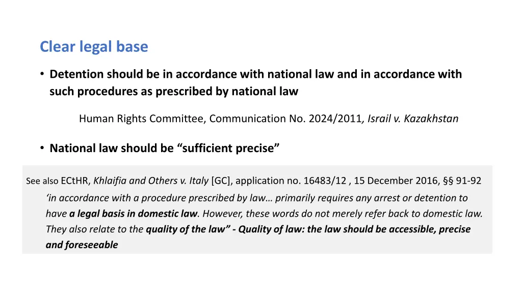 clear legal base