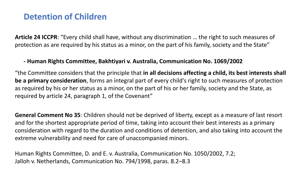 detention of children