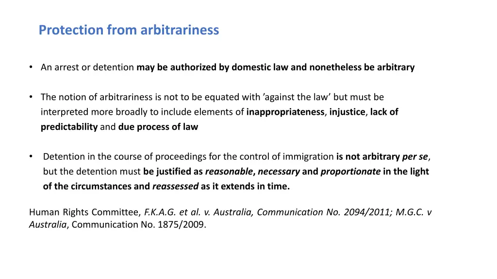protection from arbitrariness