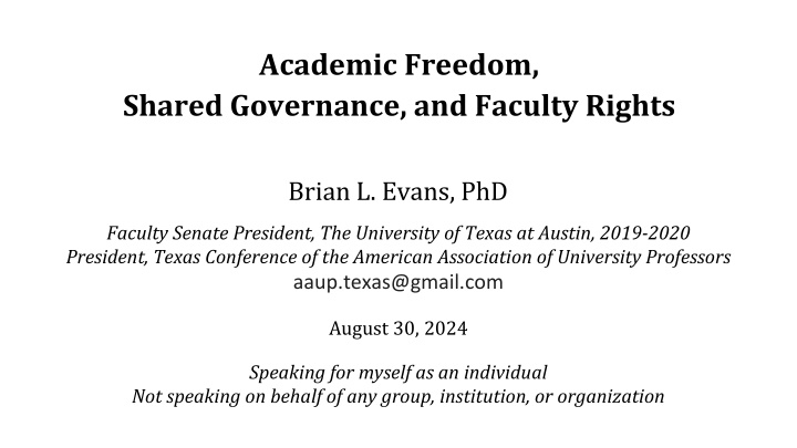 academic freedom shared governance and faculty