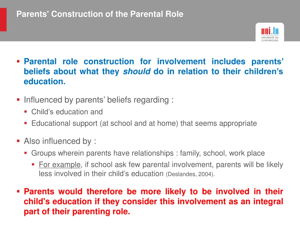 parents construction of the parental role