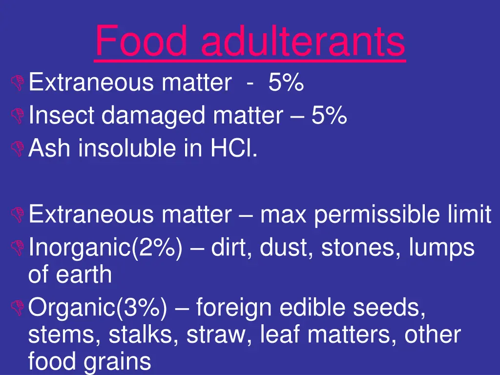 food adulterants extraneous matter 5 insect