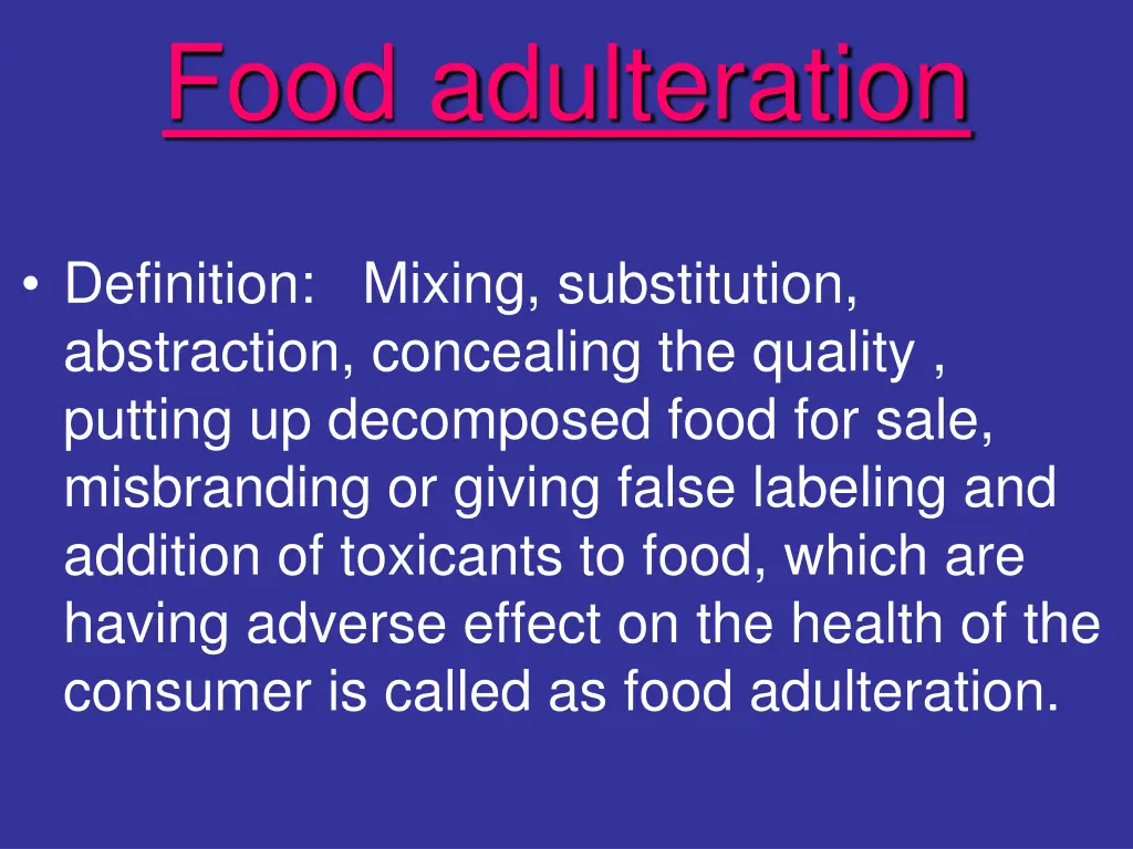 food adulteration