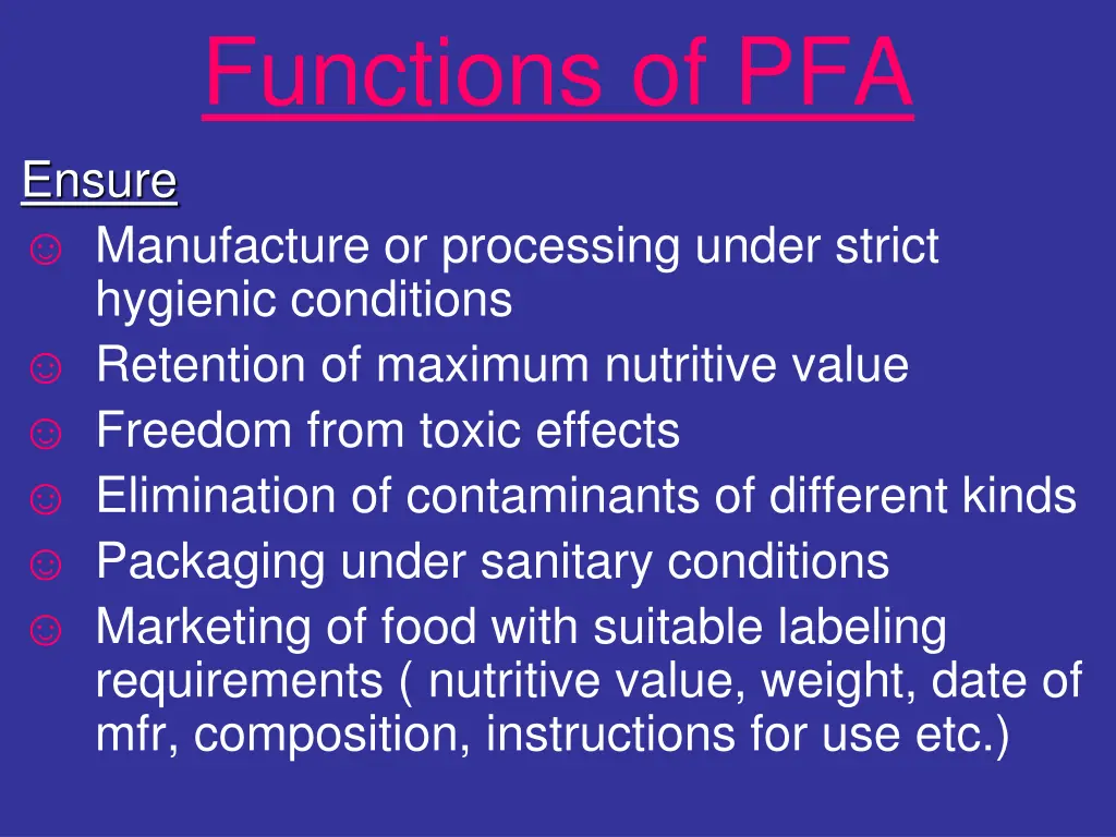 functions of pfa