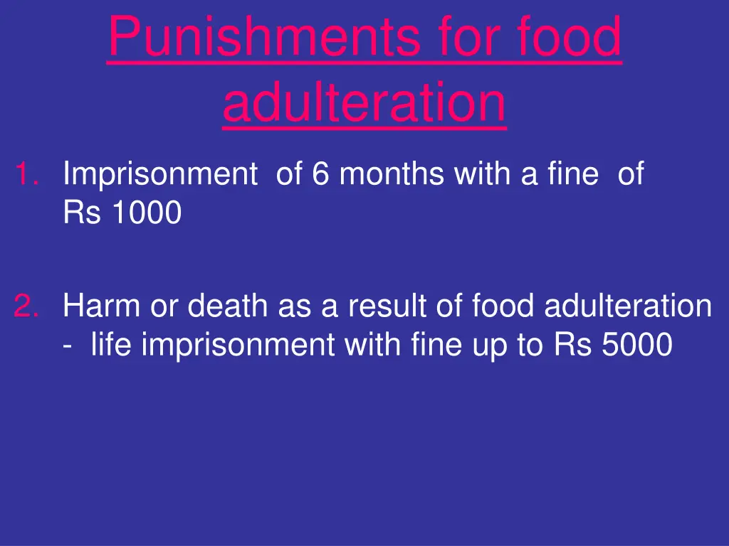 punishments for food adulteration