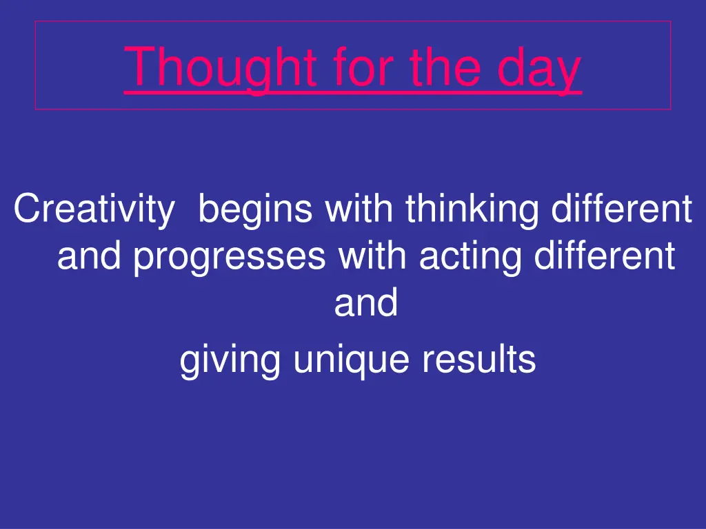 thought for the day