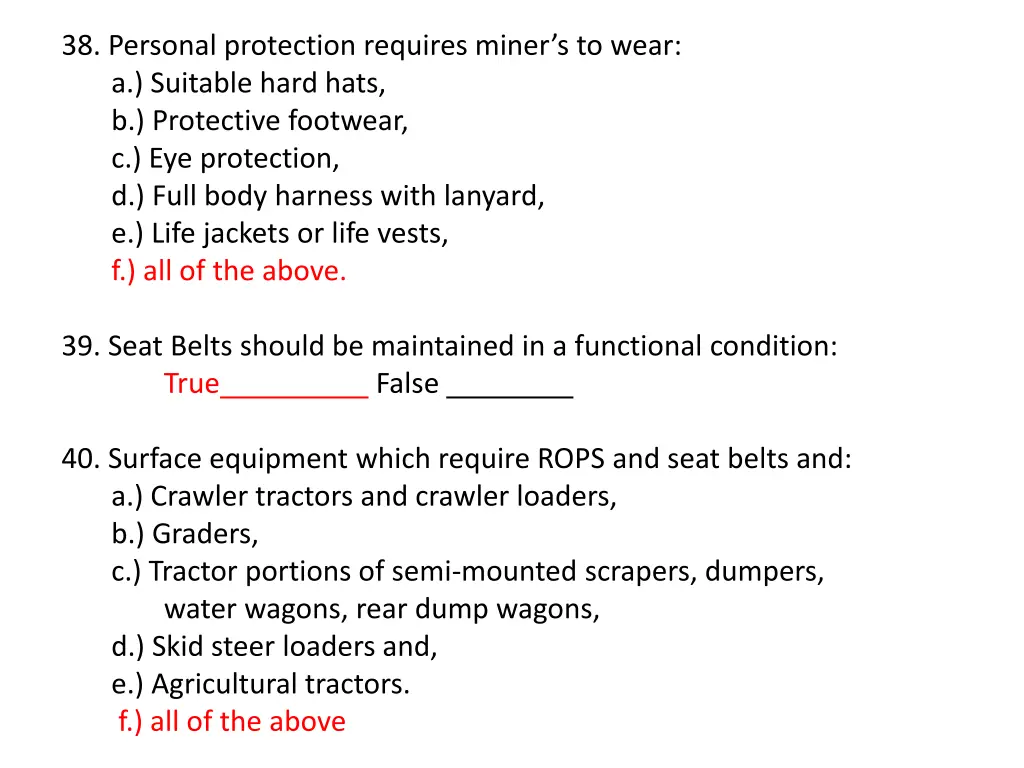 38 personal protection requires miner s to wear 1