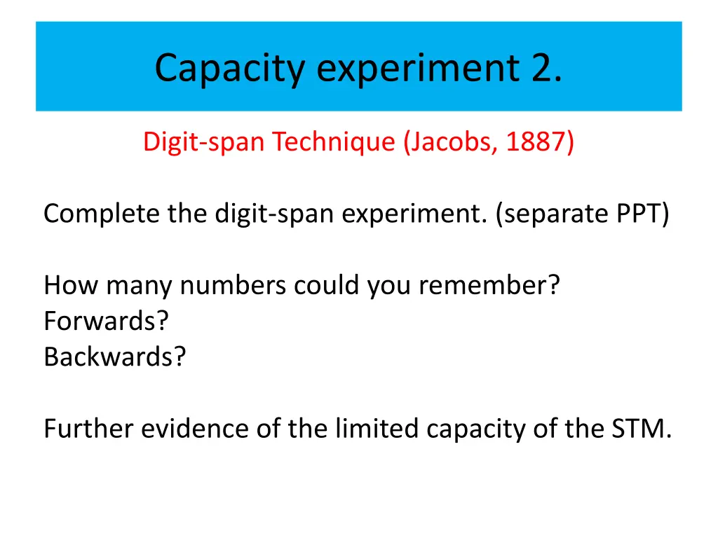 capacity experiment 2