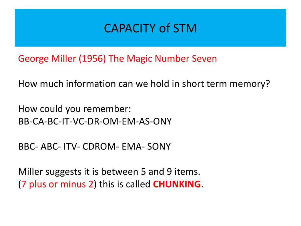capacity of stm