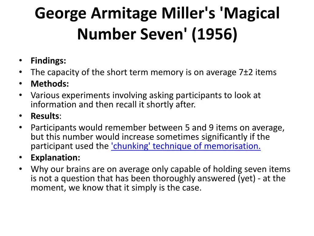 george armitage miller s magical number seven 1956