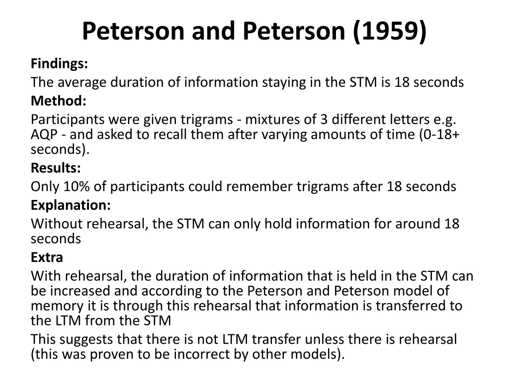 peterson and peterson 1959