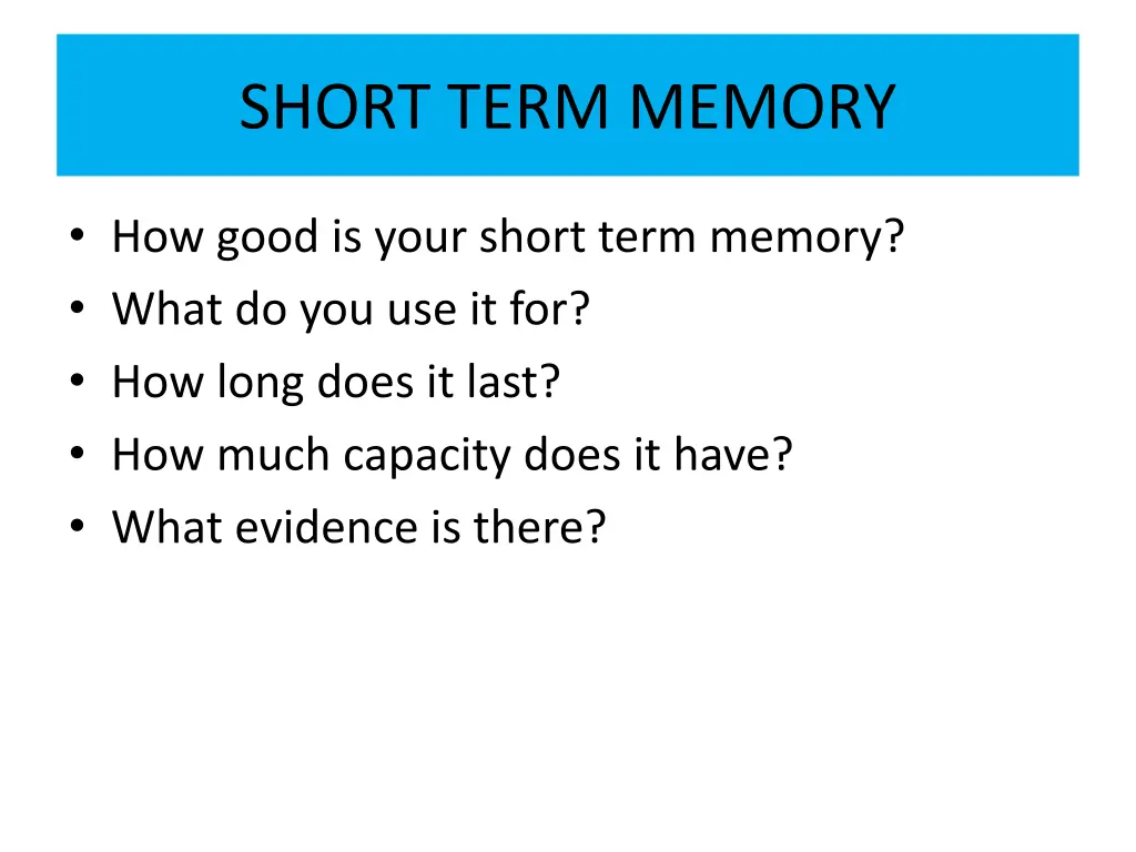 short term memory
