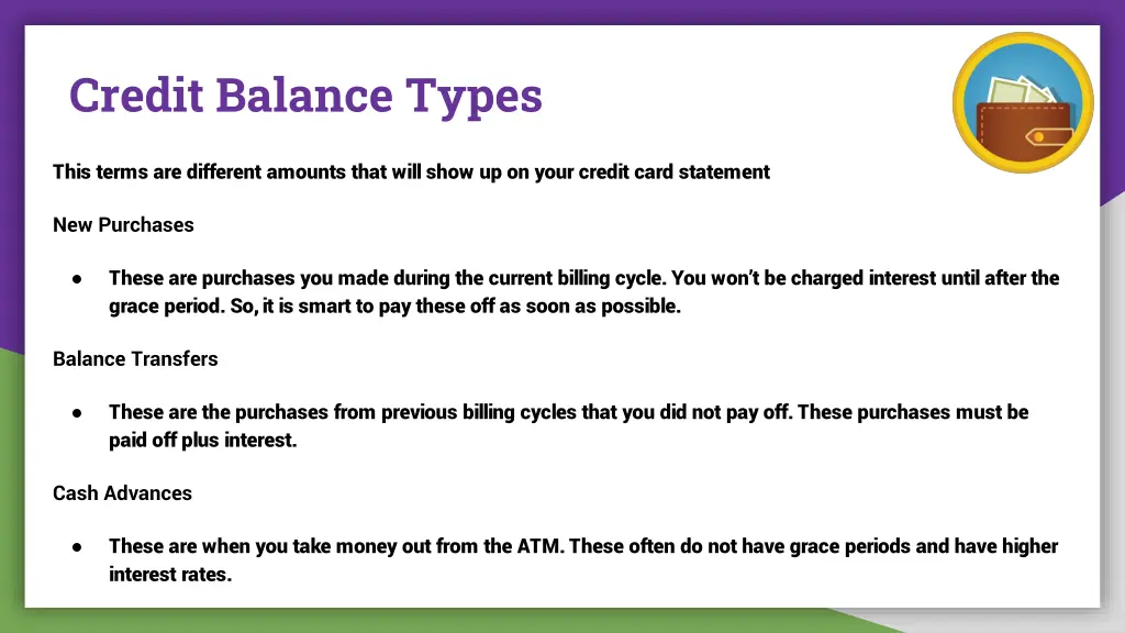 credit balance types