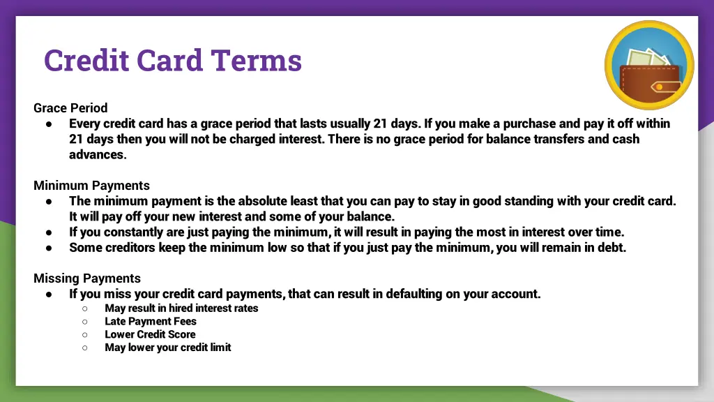 credit card terms