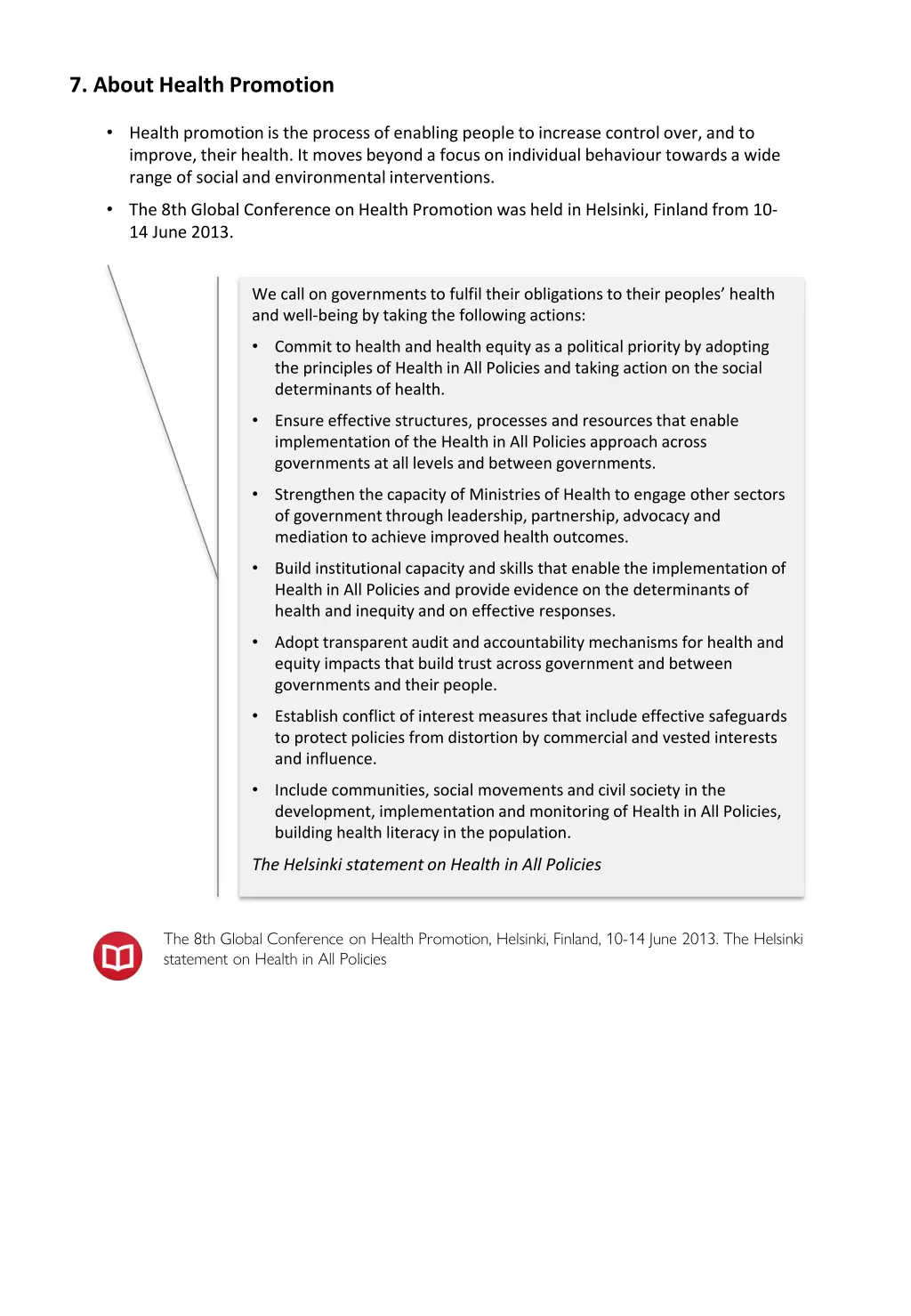 7 about health promotion