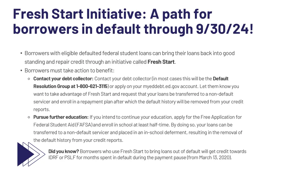 fresh start initiative a path for borrowers