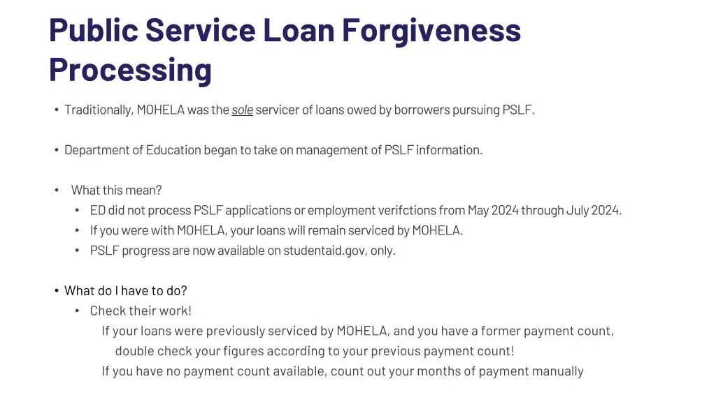public service loan forgiveness processing