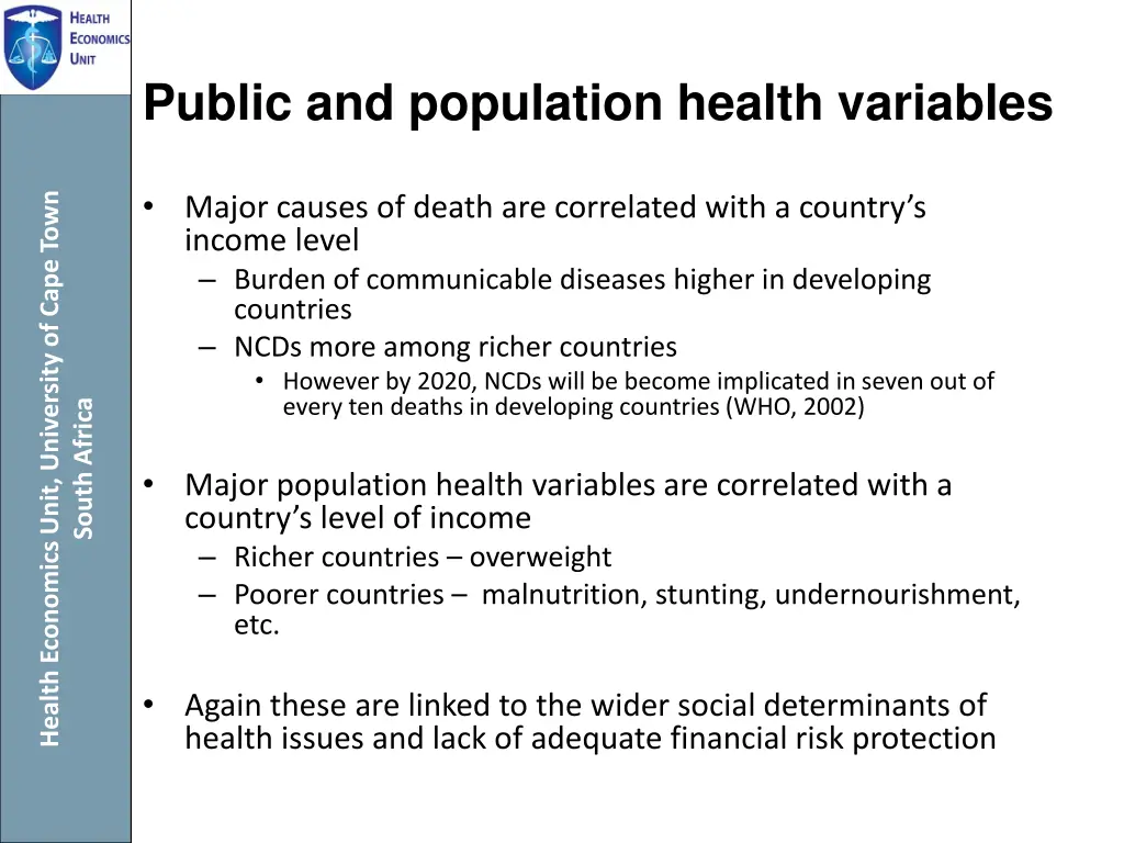 public and population health variables 1