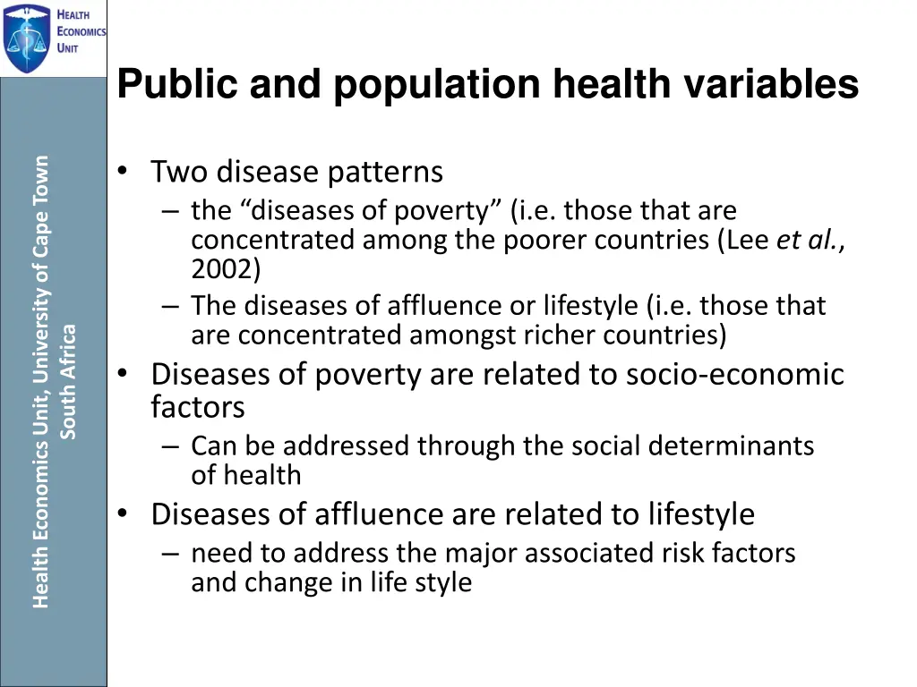 public and population health variables