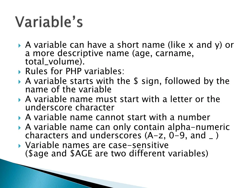 a variable can have a short name like