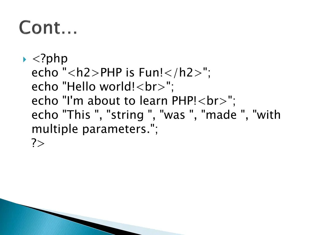 php echo h2 php is fun h2 echo hello world