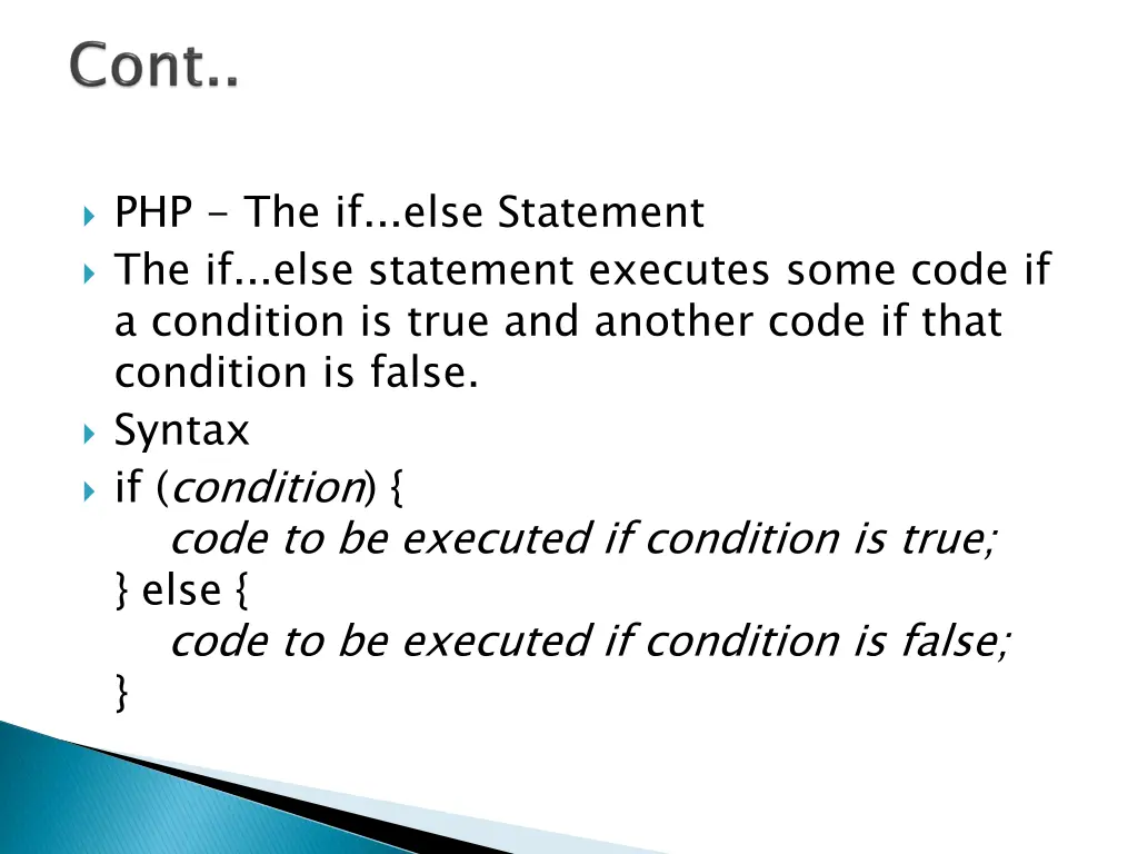 php the if else statement the if else statement