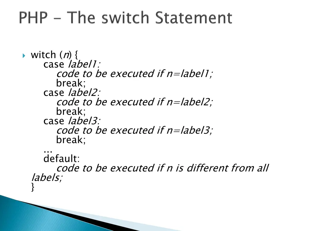 witch n case label1 code to be executed