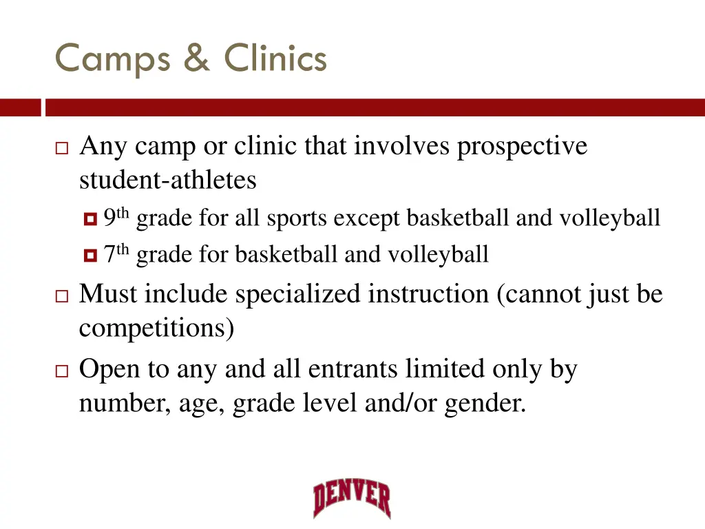 camps clinics