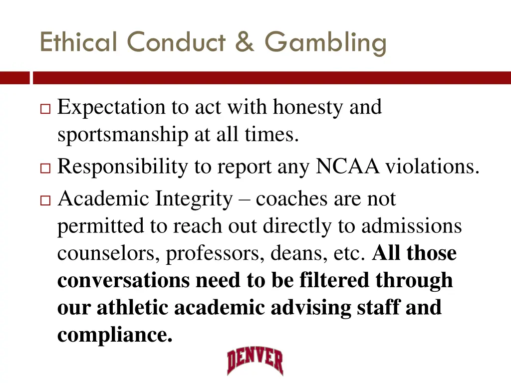 ethical conduct gambling